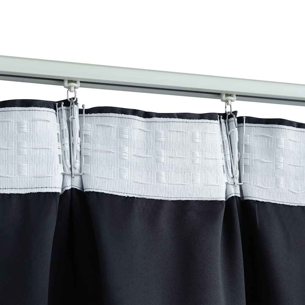 Lystette gardiner med kroker 2 stk antrasitt 140x225 cm