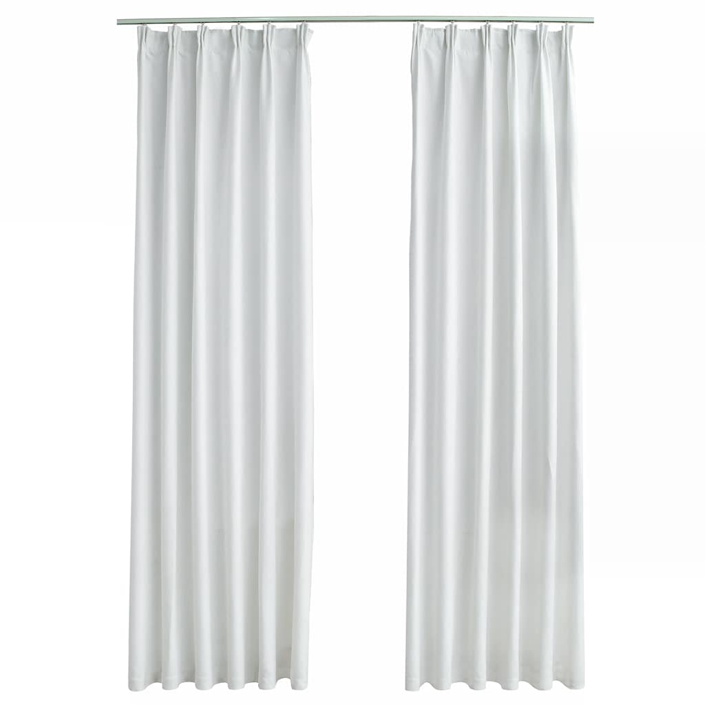 Lystette gardiner med kroker 2 stk offwhite 140x225 cm