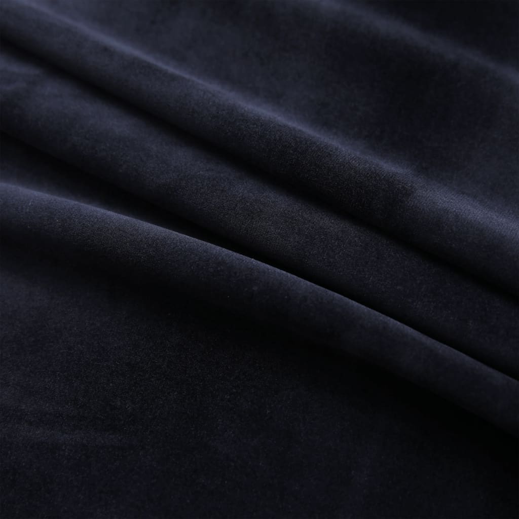 Lystette gardiner med ringer 2 stk fløyel svart 140x225 cm