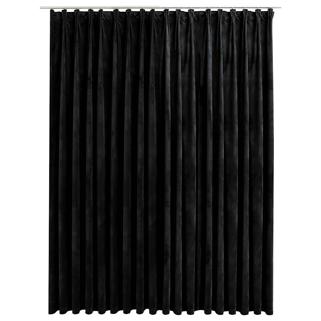 Lystett gardin med metallkroker fløyel svart 290x245 cm