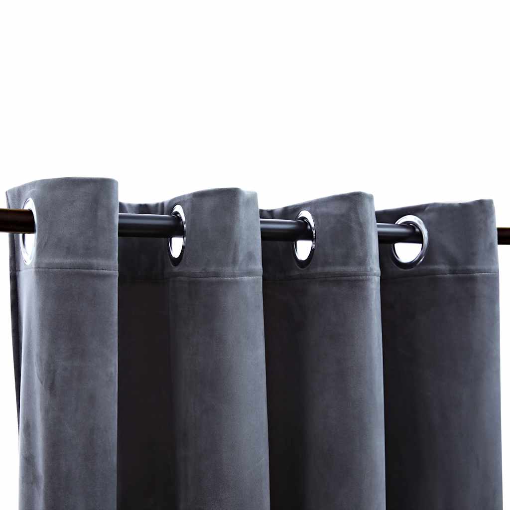 Lystett gardin med metallringer fløyel antrasitt 290x245 cm
