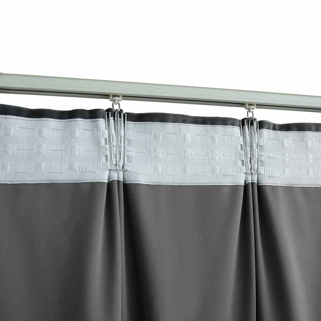 Lystett gardin med metallkroker fløyel antrasitt 290x245 cm