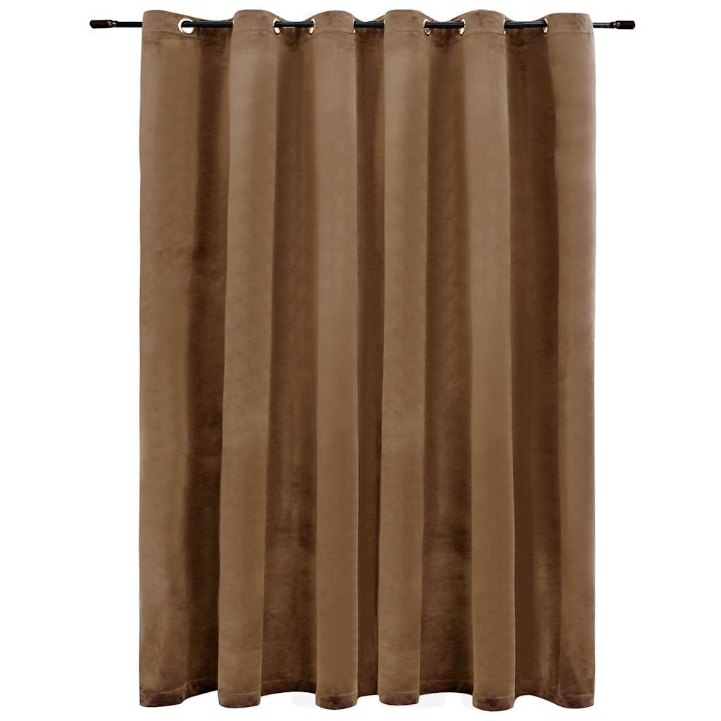 Lystett gardin med metallringer fløyel beige 290x245 cm