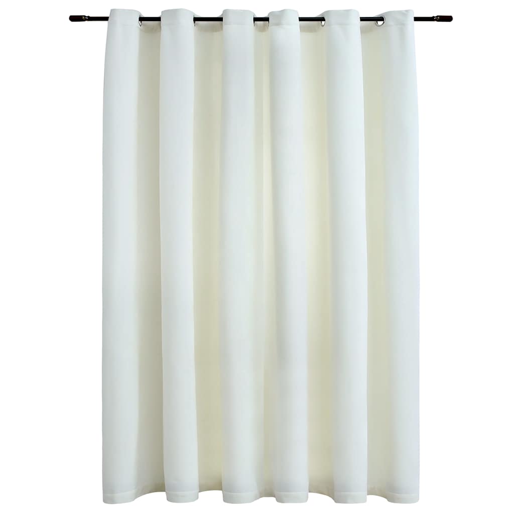Lystett gardin med metallringer fløyel kremhvit 290x245 cm