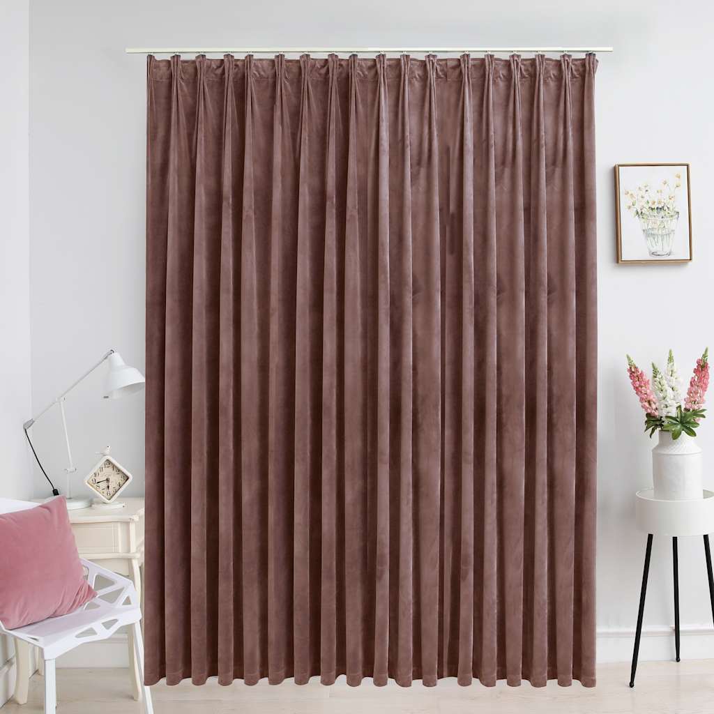 Lystett gardin med kroker fløyel antikk rosa 290x245 cm