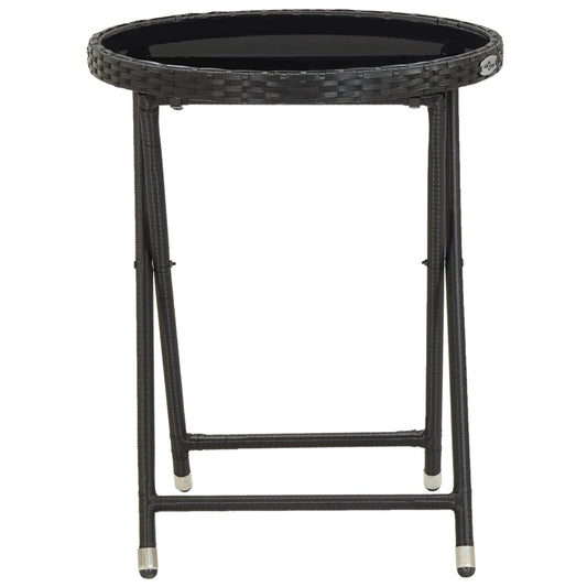Tebord svart 60 cm polyrotting og herdet glass