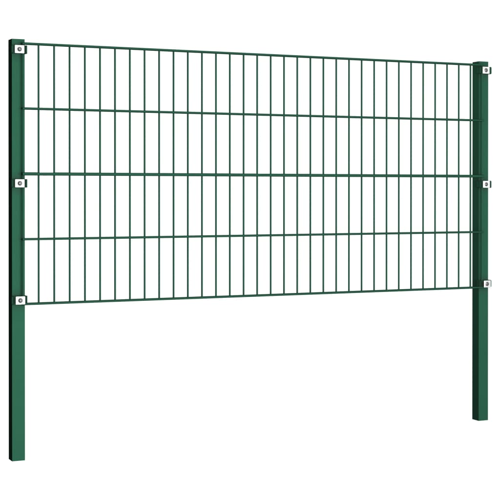 Gjerdepanel med stolper jern 522x80 cm grønn