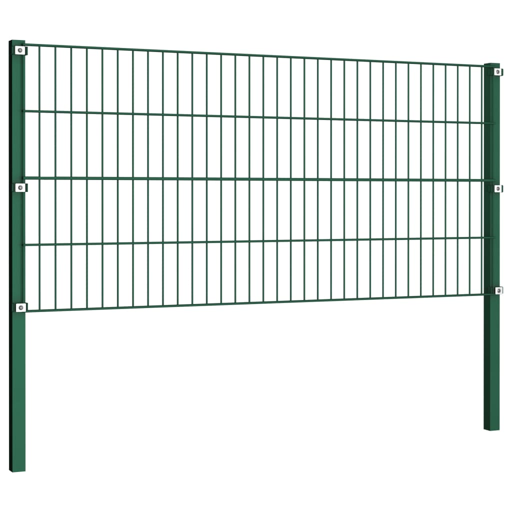 Gjerdepanel med stolper jern 1212x80 cm grønn
