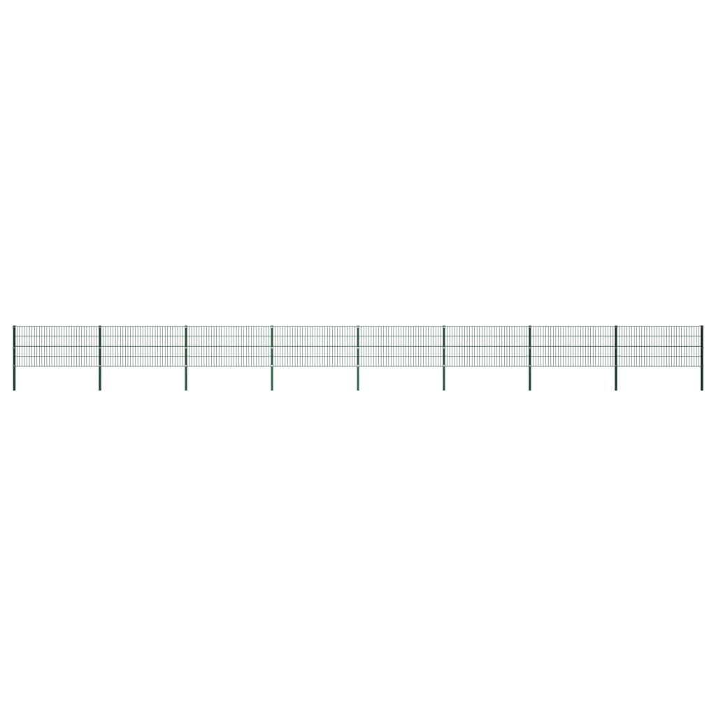 Gjerdepanel med stolper jern 1385x80 cm grønn