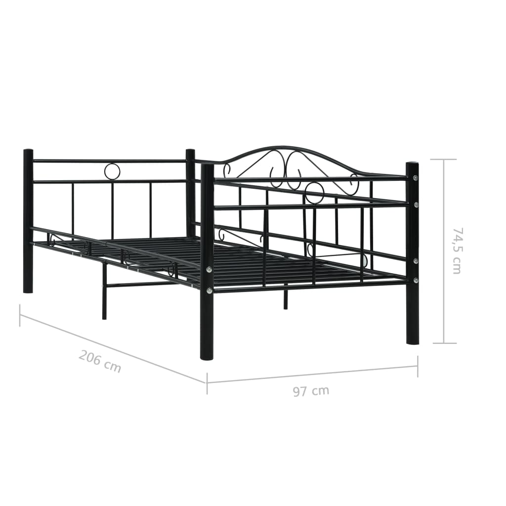 Ramme til dagseng svart metall 90x200 cm
