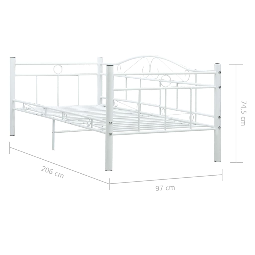 Ramme til dagseng hvit metall 90x200 cm