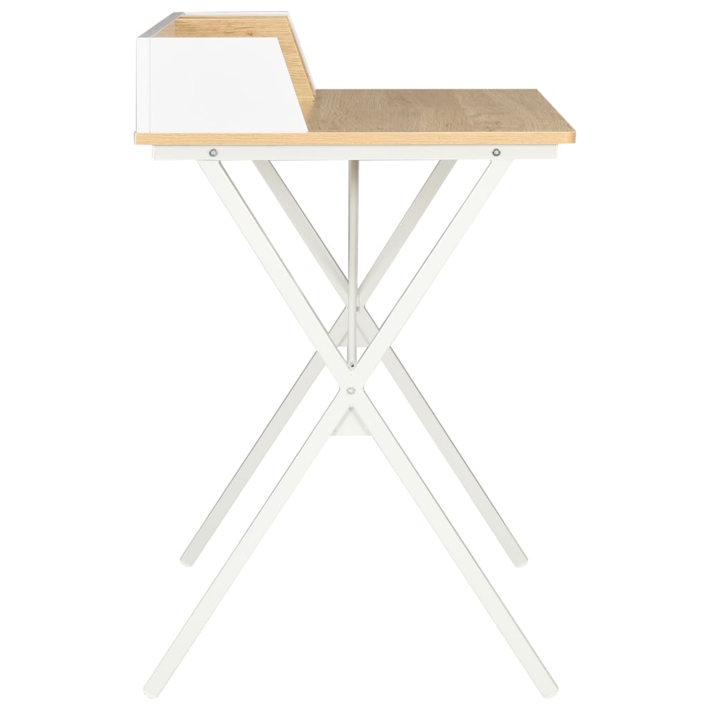 Skrivebord hvit og naturell 80x50x84 cm