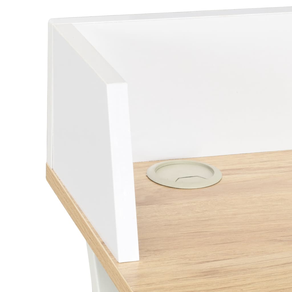 Skrivebord hvit og naturell 80x50x84 cm