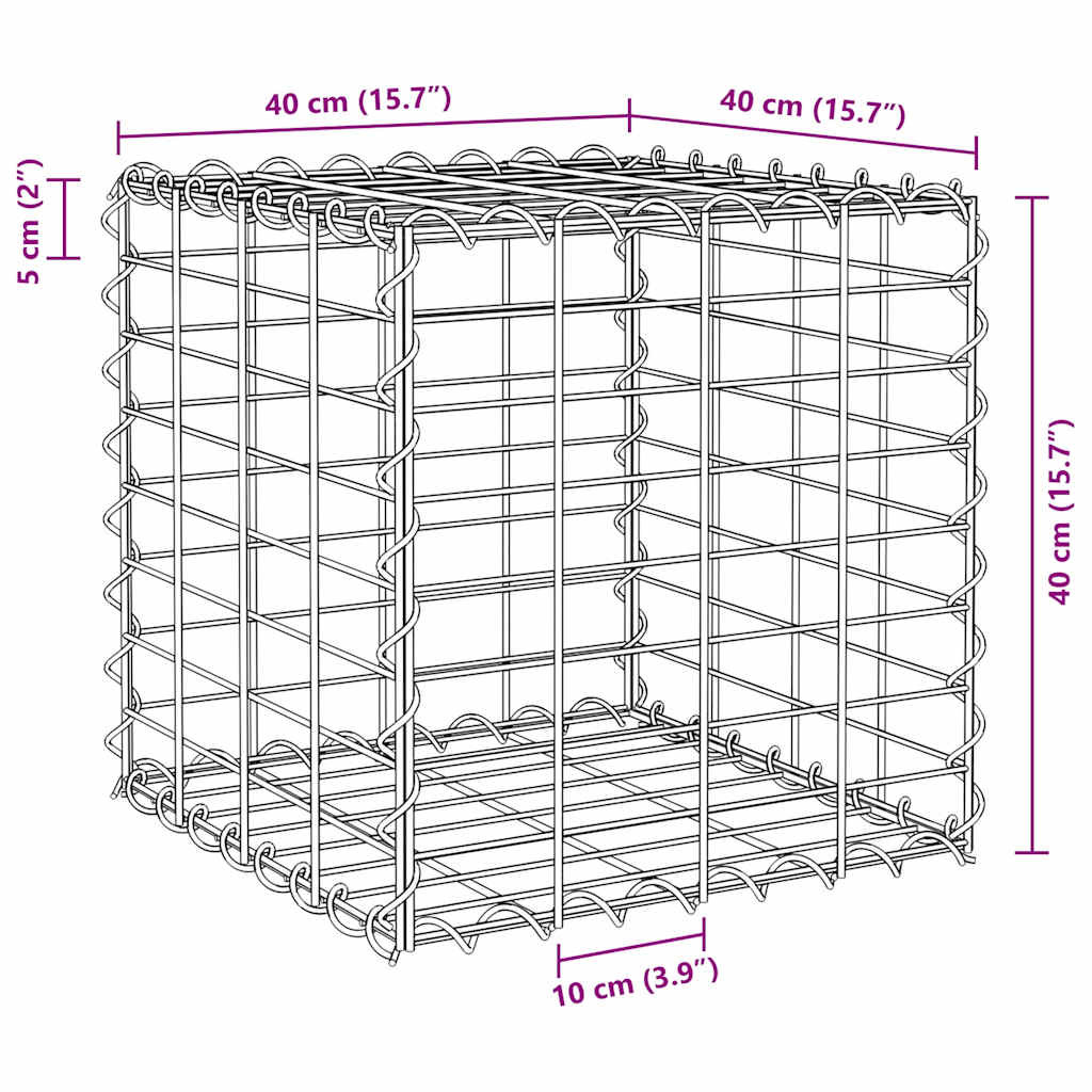 Gabion høybed kubeformet ståltråd 40x40x40 cm