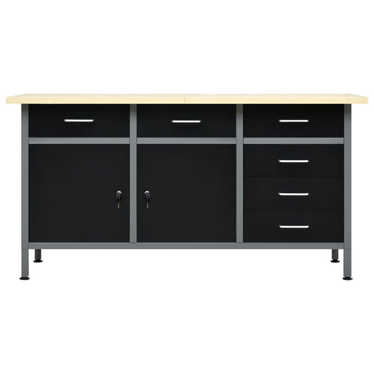 Arbeidsbenk svart 160x60x85 cm stål