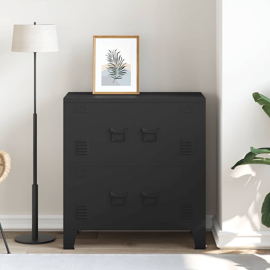 Industriell oppbevaringskiste svart 75x40x80 cm stål