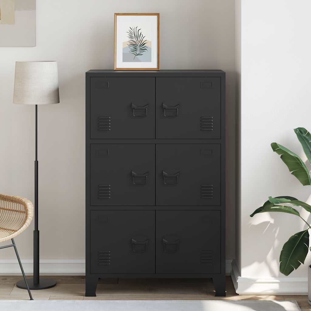 Industriell oppbevaringskiste svart 75x40x120 cm stål