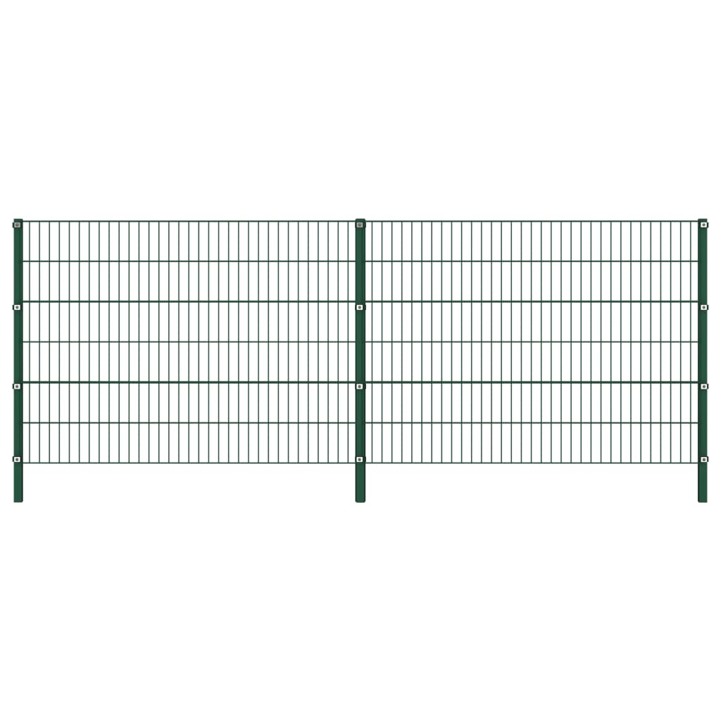 Gjerdepanel med stolper jern 349x120 cm grønn