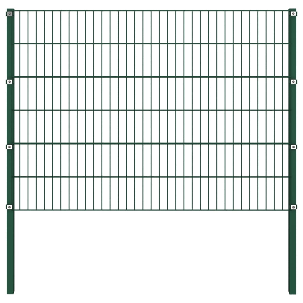 Gjerdepanel med stolper jern 349x120 cm grønn