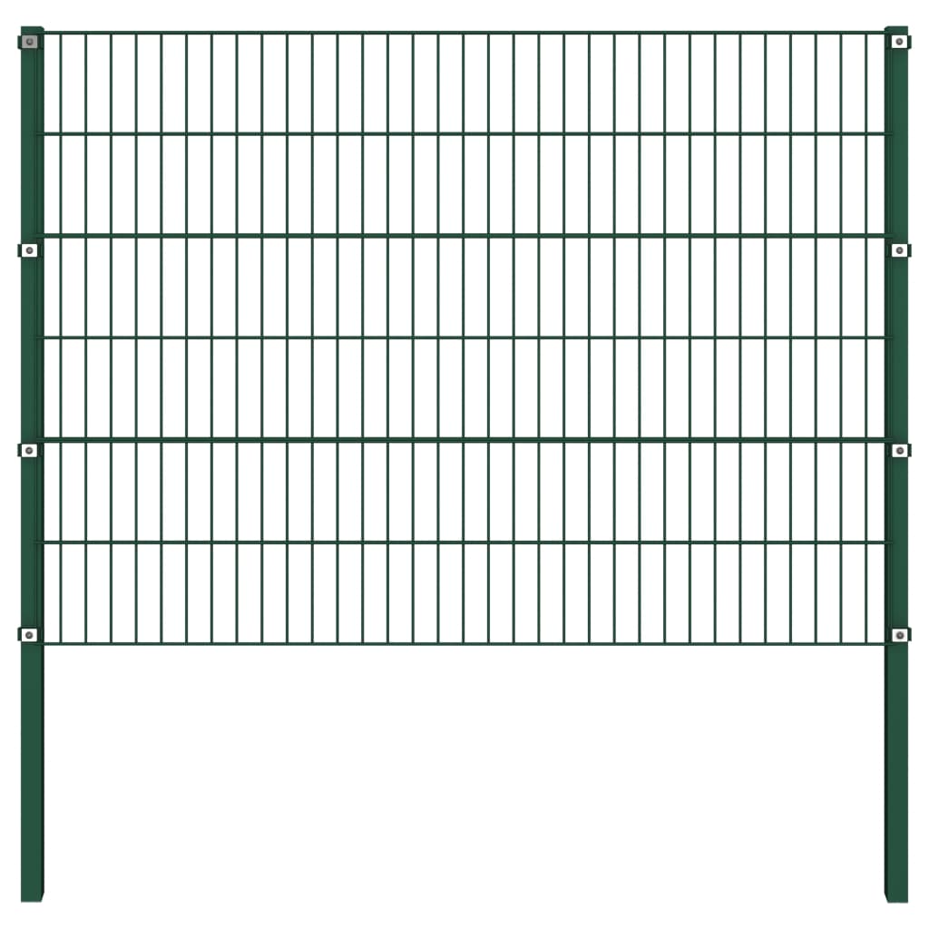 Gjerdepanel med stolper jern 694,5x120 cm grønn