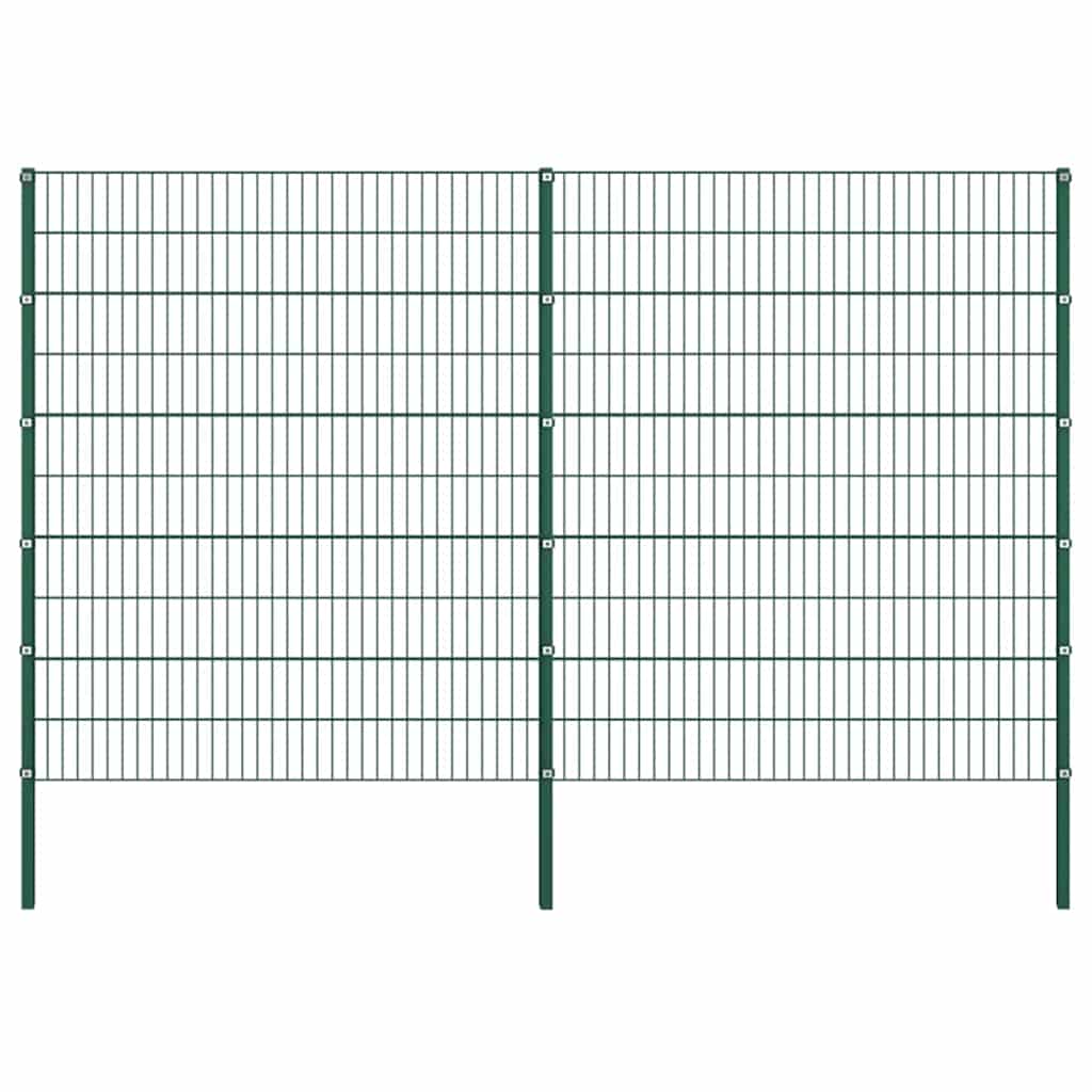 Gjerdepanel med stolper jern 349x200 cm grønn