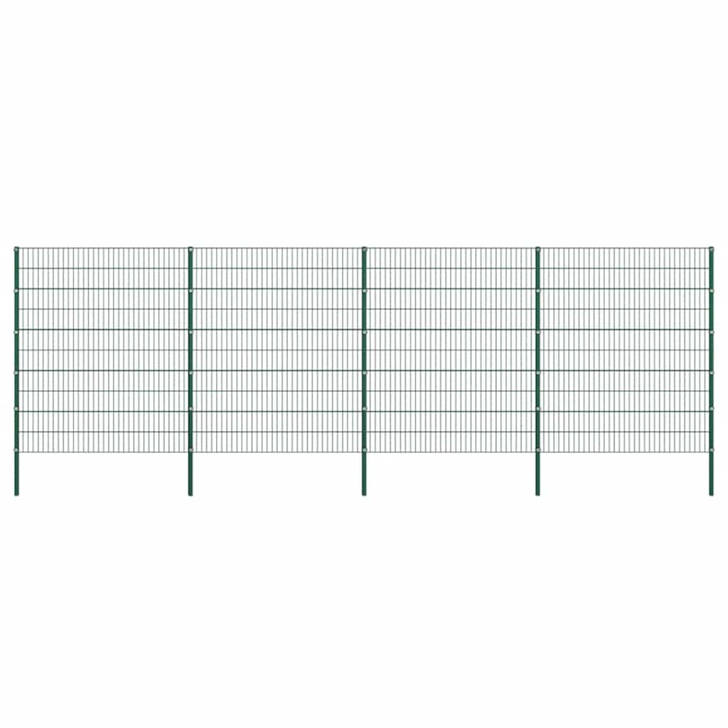 Gjerdepanel med stolper jern 694,5x200 cm grønn