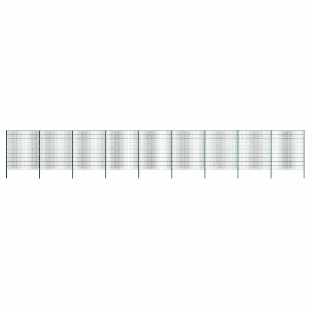 Gjerdepanel med stolper jern 1557,5x200 cm grønn
