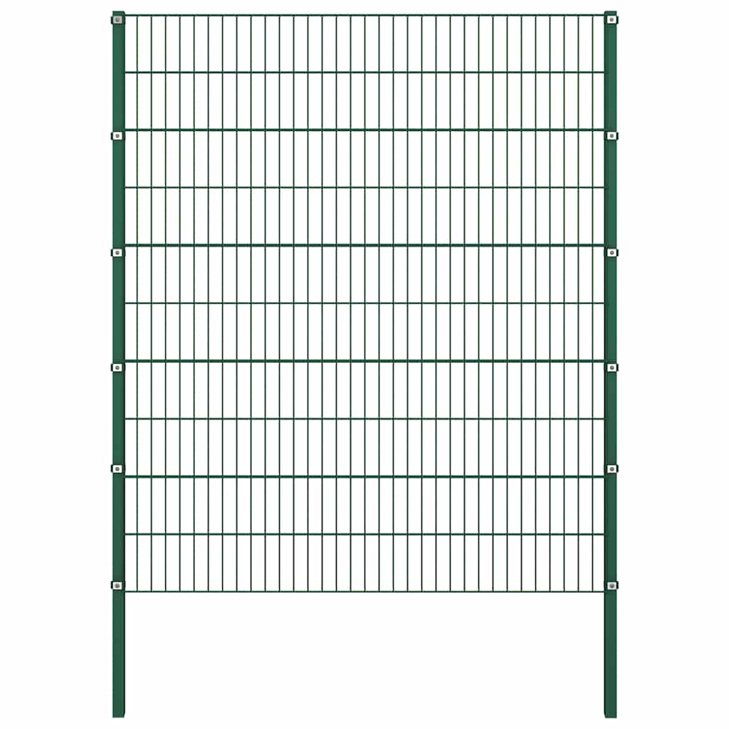 Gjerdepanel med stolper jern 1730x200 cm grønn