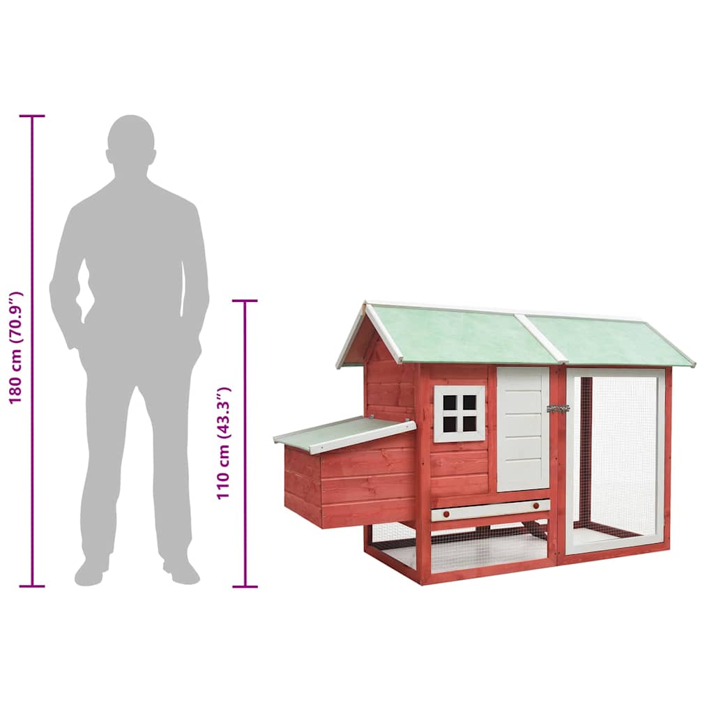 Kyllingbur rød 170x81x110 cm heltre furu og gran