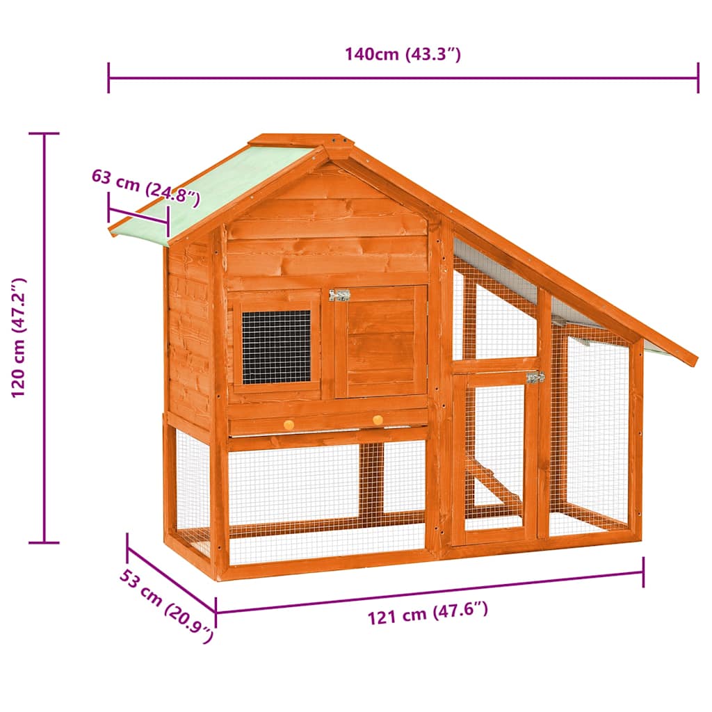Kaninbur 140x63x120 cm heltre gran