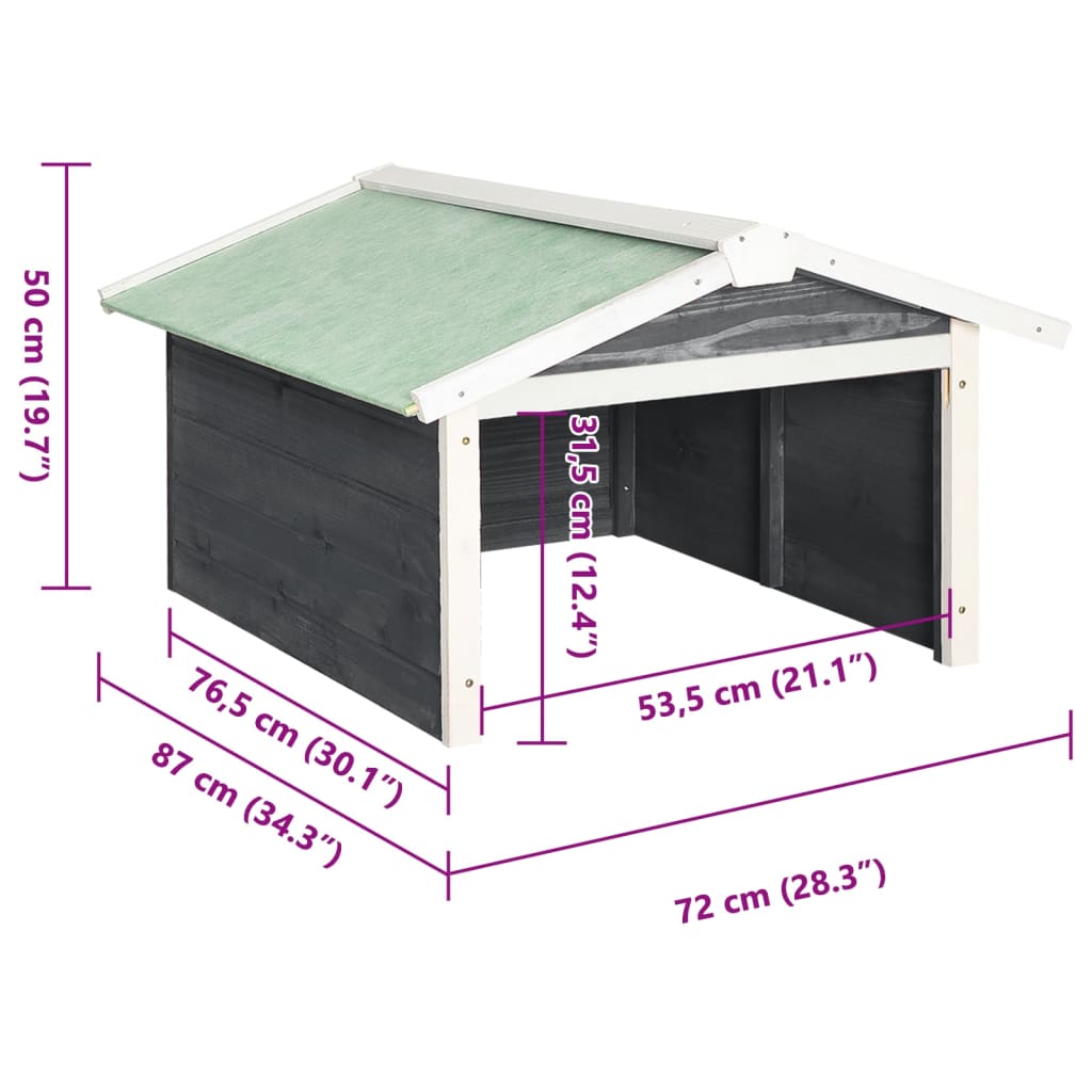 Gressklipperhus grå og hvit 72x87x50 cm gran