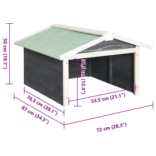 Gressklipperhus grå og hvit 72x87x50 cm gran