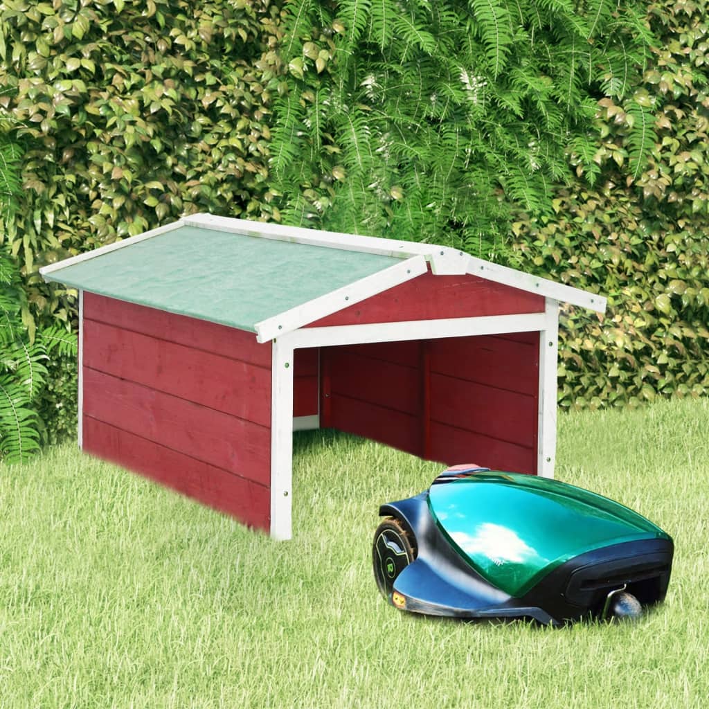 Gressklipperhus rød og hvit 72x87x50 cm gran