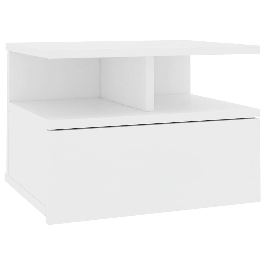 Flytende nattbord hvit 40x31x27 cm konstruert tre