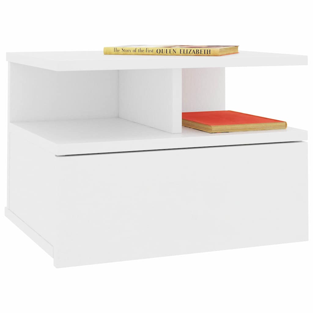 Flytende nattbord hvit 40x31x27 cm konstruert tre