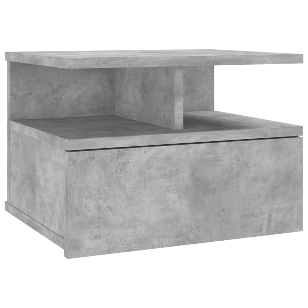 Flytende nattbord betonggrå 40x31x27 cm konstruert tre