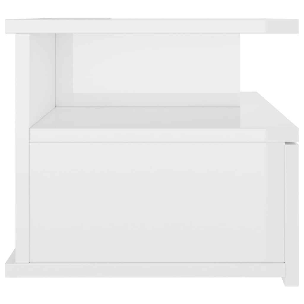 Flytende nattbord 2stk høyglans hvit 40x31x27 cm konstruert tre