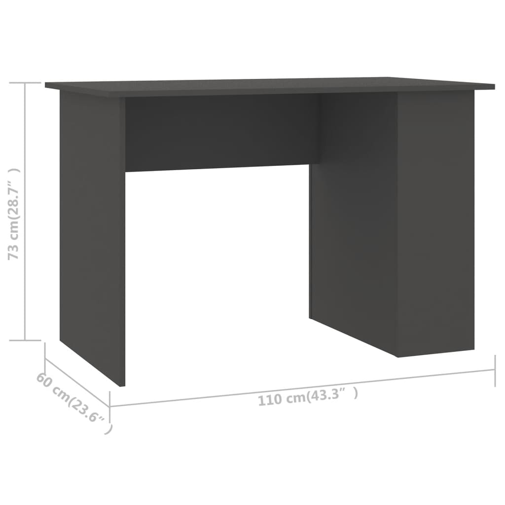 Skrivebord grå 110x60x73 cm sponplate