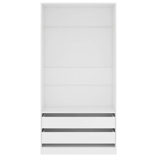 Garderobe hvit 100x50x200 cm konstruert tre