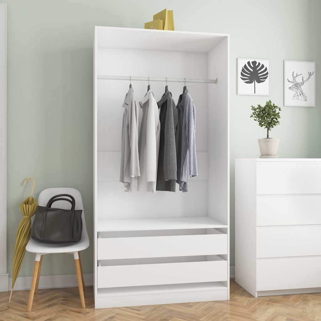 Garderobe hvit 100x50x200 cm konstruert tre