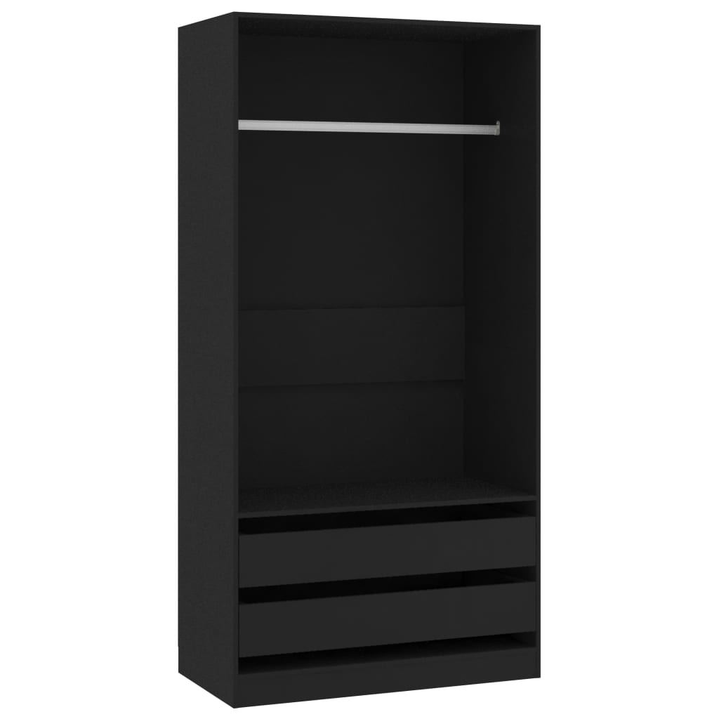 Garderobe svart 100x50x200 cm konstruert tre