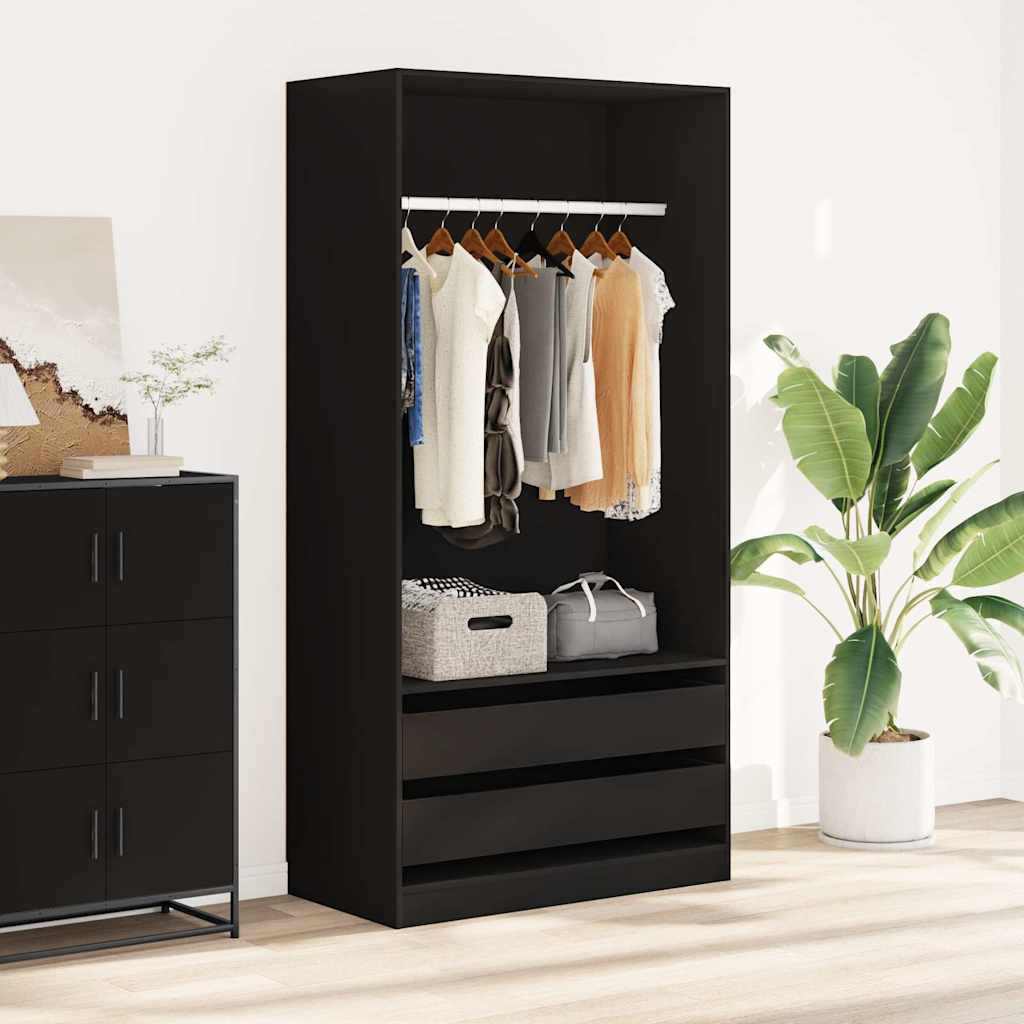 Garderobe svart 100x50x200 cm konstruert tre