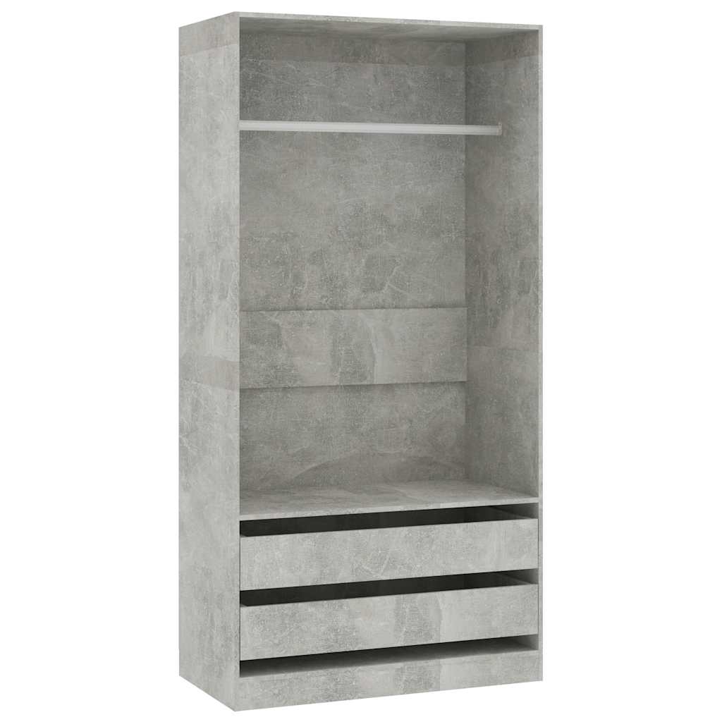Garderobeskap betonggrå 100x50x200 cm sponplate