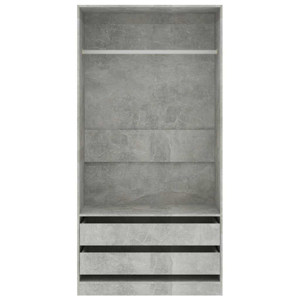 Garderobeskap betonggrå 100x50x200 cm sponplate