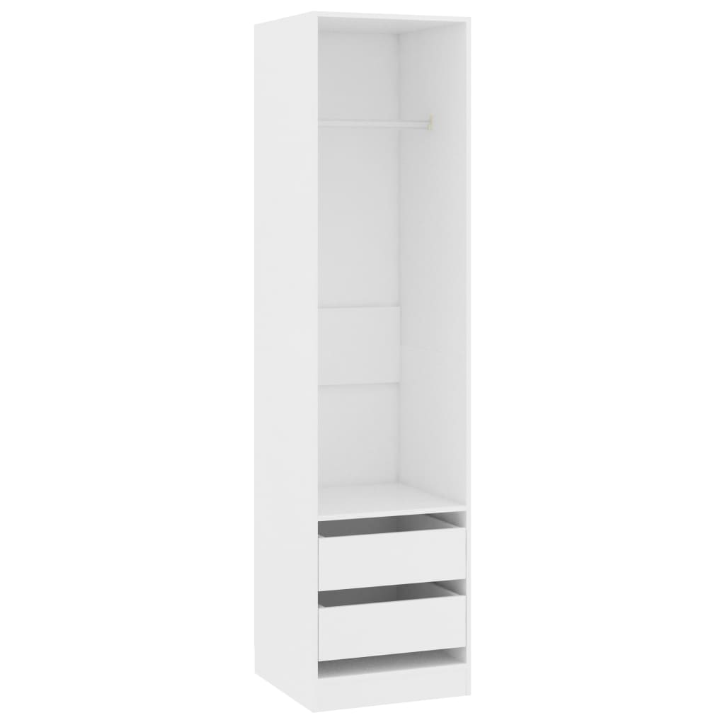 Garderobe med skuffer hvit 50x50x200 cm konstruert tre