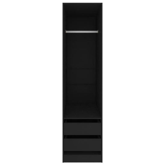 Garderobe med skuffer svart 50x50x200 cm konstruert tre