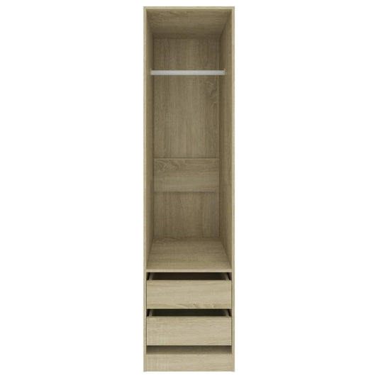 Garderobe med skuffer sonoma eik 50x50x200 cm konstruert tre