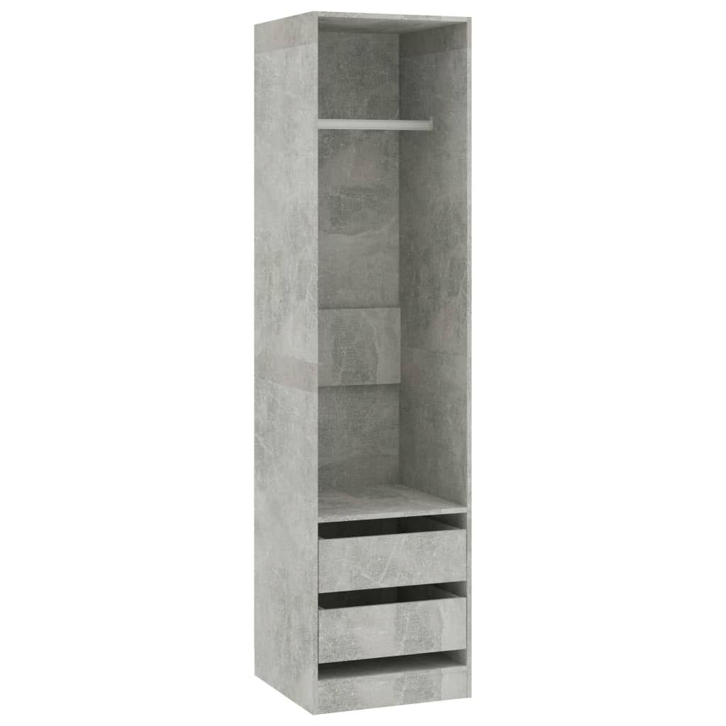Garderobe med skuffer betonggrå 50x50x200 cm konstruert tre