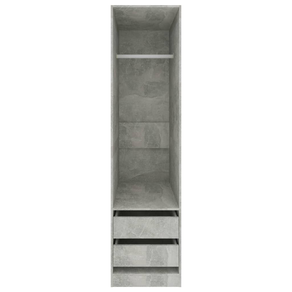 Garderobe med skuffer betonggrå 50x50x200 cm konstruert tre