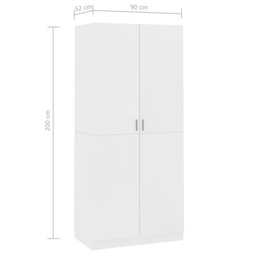 Garderobe hvit 90x52x200 cm konstruert tre